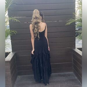 Black Ruffle Prom Dress